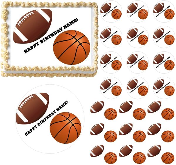 Football Basketball Sports Edible Cake Topper Image Frosting Sheet