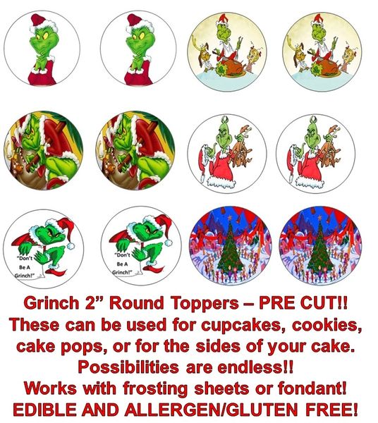 HOW the GRINCH STOLE CHRISTMAS GRINCH Edible Cupcake Cookie Toppers!