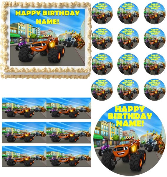 BLAZE and the MONSTER MACHINES Racing Edible Cake Topper Image Frosting Sheet