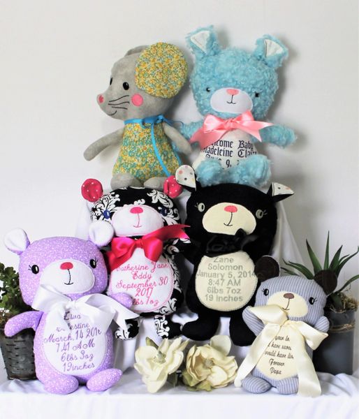 Small (10) Custom Embroidered Keepsake/ Memory Bear