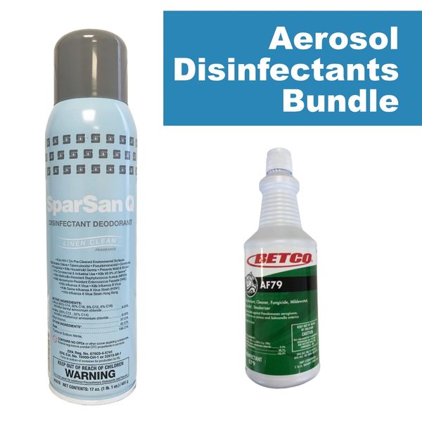 Aerosol SparSan Q Disinfectant + Betco AF79 Acid Free Bathroom