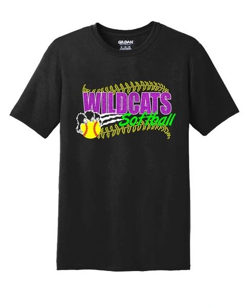 Wildcats Softball Adult Dri-Fit Performance T -Rhinestone & Glitter