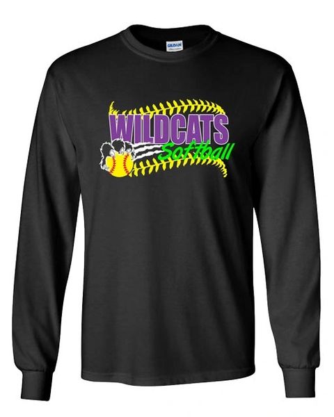 Wildcats Softball Adult Cotton Long Sleeve T -Vinyl