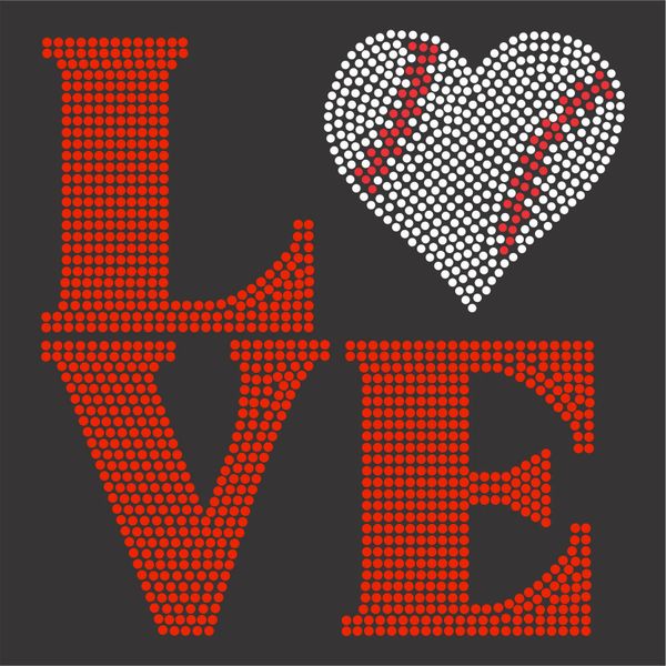 LOVE - Heart as Baseball - Rhinestone Design