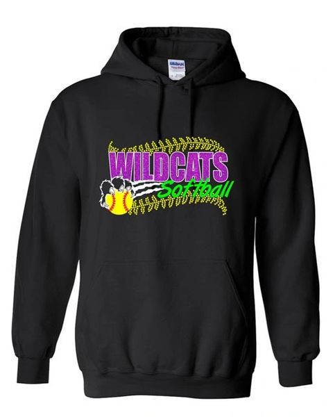 Wildcats Softball Adult Hooded Sweatshirt -Rhinestone & Glitter