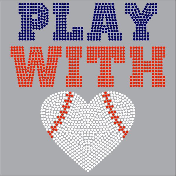 Play with Heart Baseball - Rhinestone