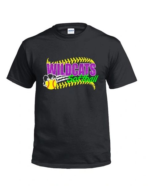 Wildcats Softball Youth Cotton T -Glitter