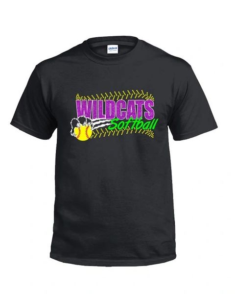 Wildcats Softball Youth Cotton T -Rhinestone & Glitter