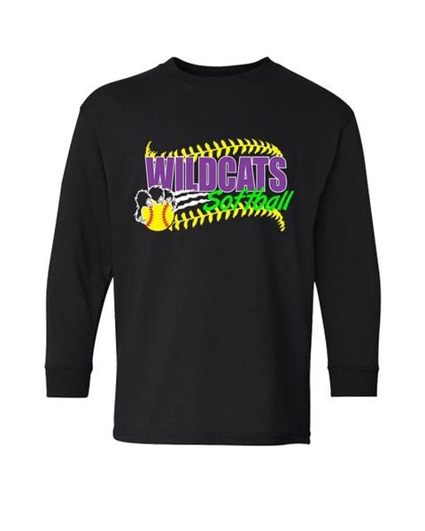 Wildcats Softball Youth Cotton Long Sleeve T -Vinyl