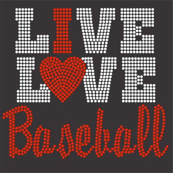 Live, Love, Baseball - Rhinestone Design