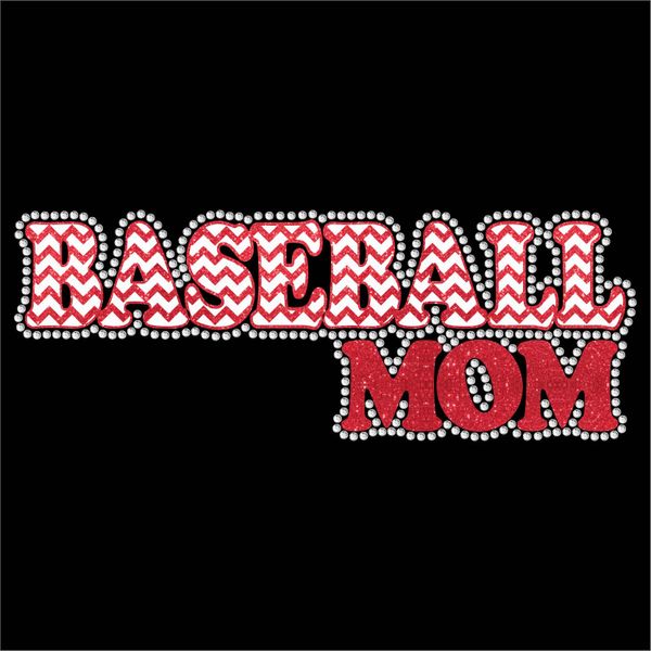 Baseball Mom - Chevron - Rhinestone and Vinyl Design