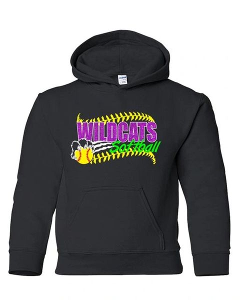 Wildcats Softball Youth Hooded Sweatshirt -Glitter