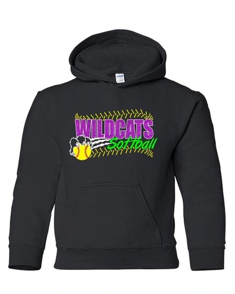 Wildcats Softball Youth Hooded Sweatshirt -Rhinestone & Glitter