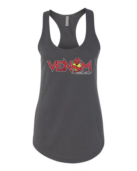 Venom Softball Ladies RacebackTank Top -Glitter/Vinyl