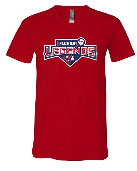 Legends Baseball Adult V Neck T-Shirt - Glitter