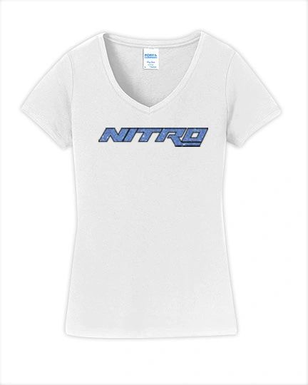 Ladies Cotton V-Neck T-Shirt- Vinyl Glitter Design