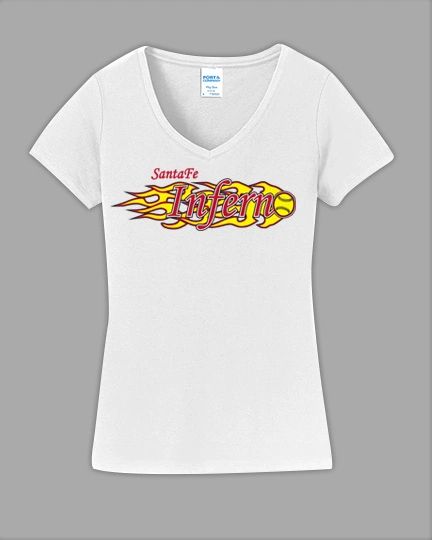 Ladies Cotton V-Neck T-Shirt - Print Design