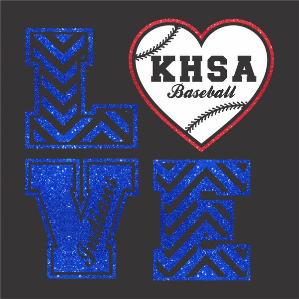 LOVE - Baseball Heart - All Knock Out - Glitter