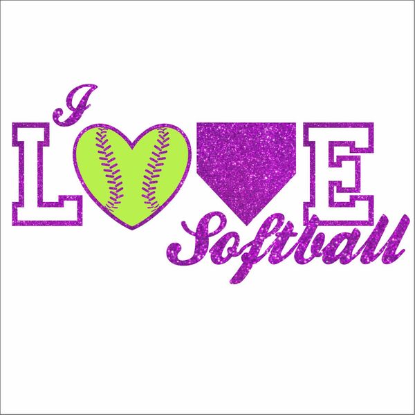 I Love Softball & I Love Softball w Team Logo in Base