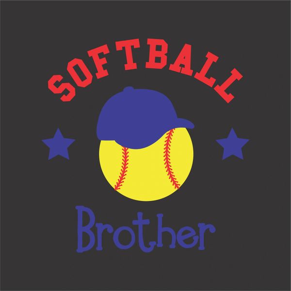 Softball Brother/Sister Ball with Hat/Bow - Vinyl Design