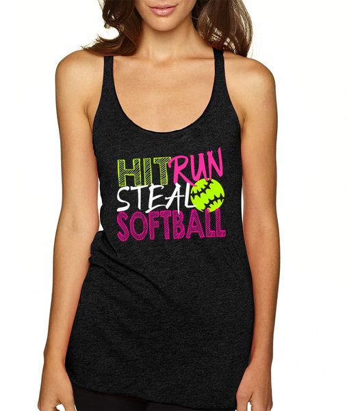 Hit, Run, Steal, Softball - Neon Vinyl Design