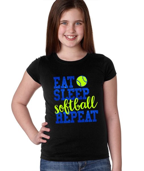 Eat. Sleep. Softball. Repeat - Glitter & Vinyl Design