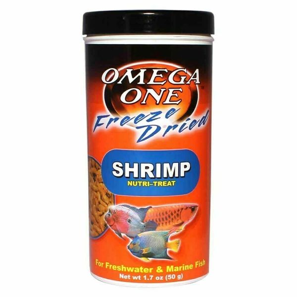OMEGA ONE FREEZE DRIED SHRIMP FISH FOOD NUTRI TREAT 1.7 OZ. CONTAINER