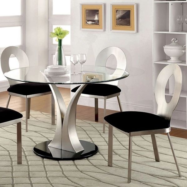 Modern glass top discount dining table sets