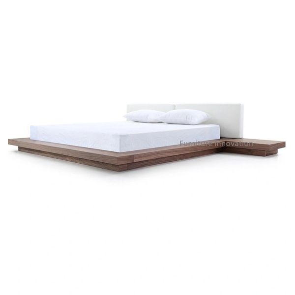 Modrest opal modern walnut clearance & white platform bed