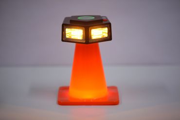 iZonus LED Pro Series Safety light attached to the permanent metal adapter and six-inch cone