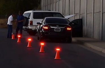 You can visibly see the iZonus Pro Series safety lights at an accident scene