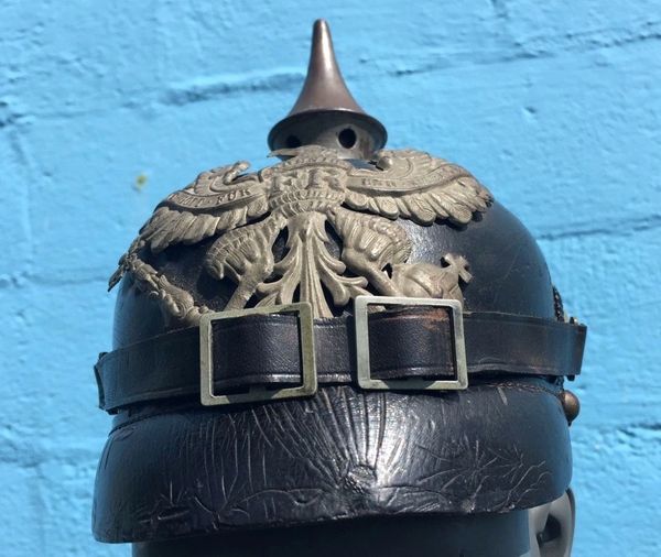 Beautiful c 1914 German Infantryman WW1 Pickelhaube Helmet WWI Liner Chinstrap World War