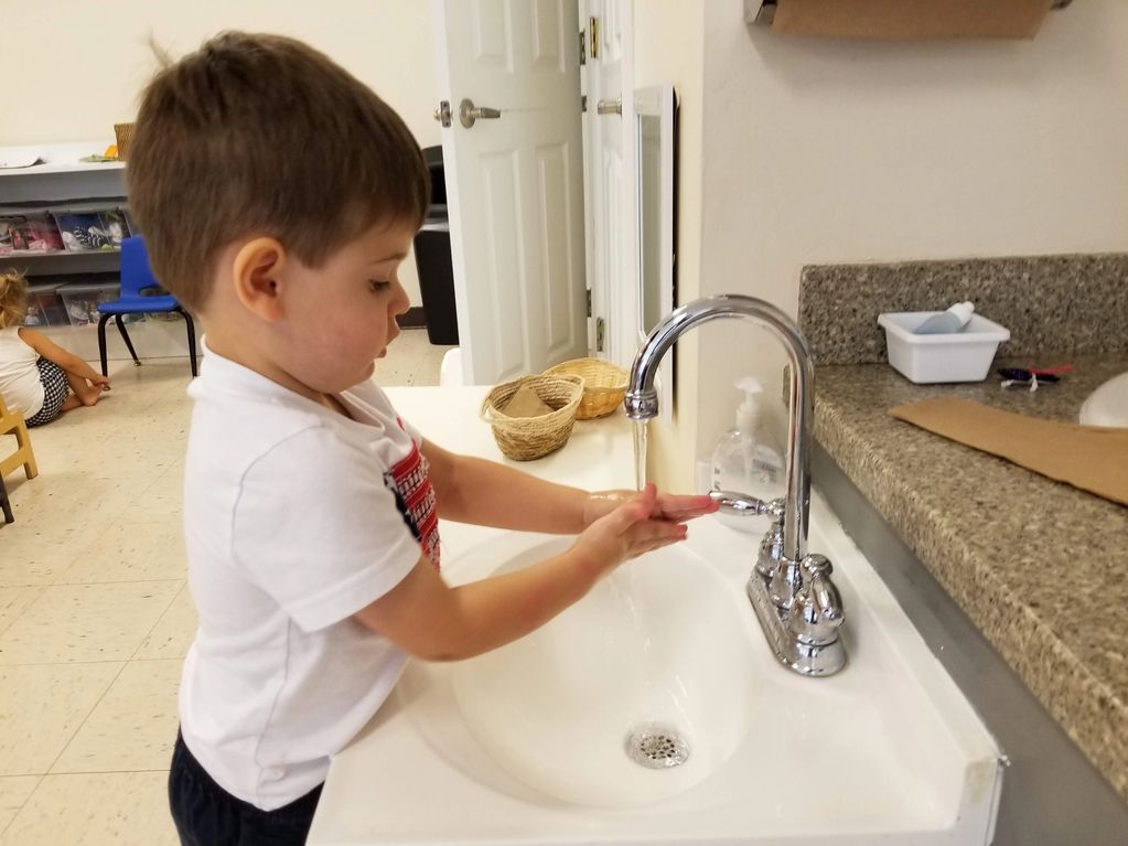Washing hands at the sink
