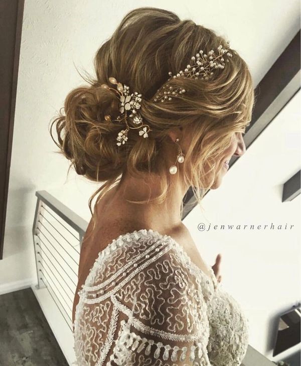 Boho romantic updo bridal hair