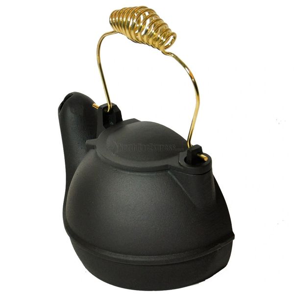 Black, 2 quart, cast-aluminum half kettle