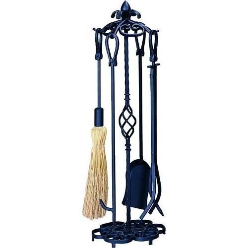 Uniflame 5 pc Heavy Weight Black Wrought Iron Fireset
