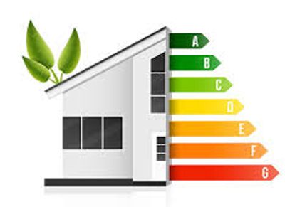 Home showing energy rating graph with green shoots growing from the roof
