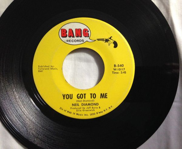 DIAMOND, NEIL (45 rpm) You Got To Me/Someday Baby (BANG, Yr 1967)