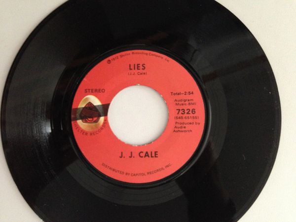 CALE, J. J. (7"/45) "Lies/Riding Home" 1972, Shelter Records 7326 (NM)