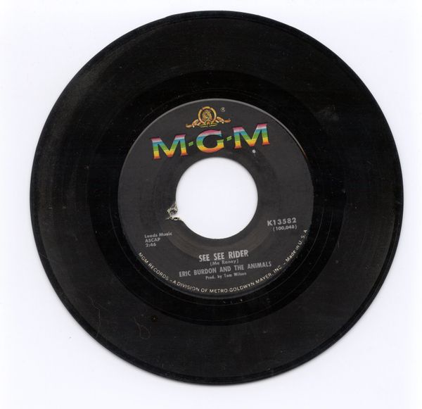 ANIMALS (The) (7"/45 rpm) See See Rider/She'll Return It. MGM K13582, 1965. VG