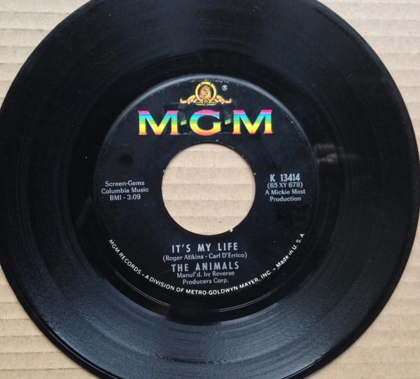 ANIMALS (The) (7"/45 rpm) It's My Life/I'm Going to Change the World, MGM K13414, 1965 VG