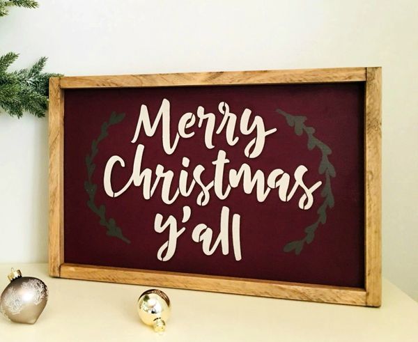 Merry Christmas Y'all - Framed Rustic Wood Sign | Oconee Sign Shack