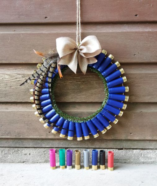 Wreath made from 12 bore shotgun cartridge and feathers lots of colours