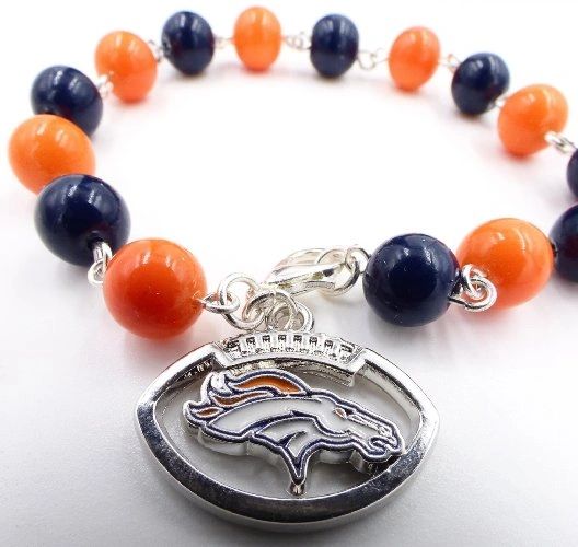 Denver Broncos Team Logo Beaded Bracelet