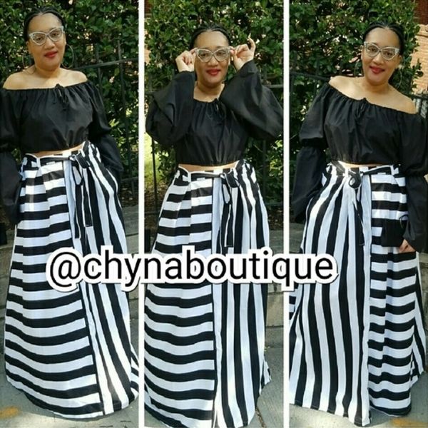 Black and white maxi skirt