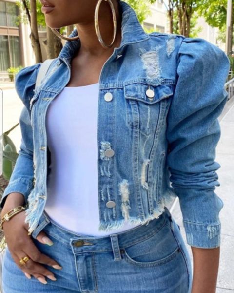 Denim Puffy sleeves jacket