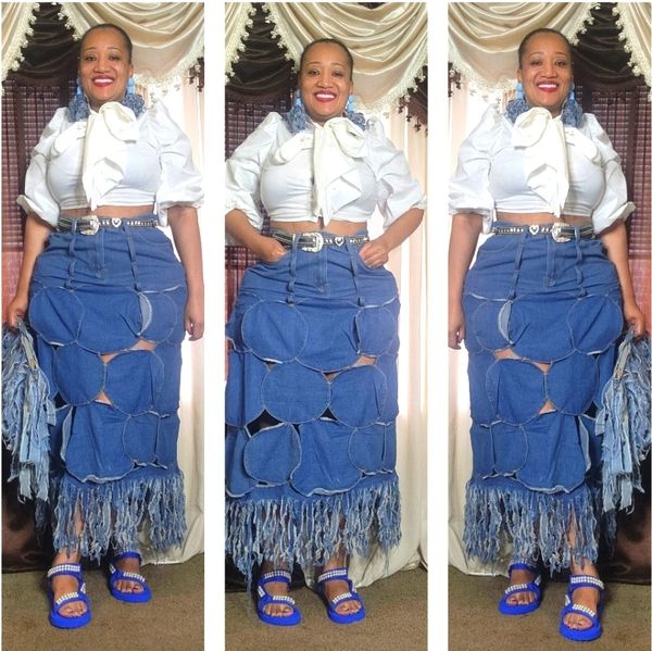 Cycle of circles denim skirt