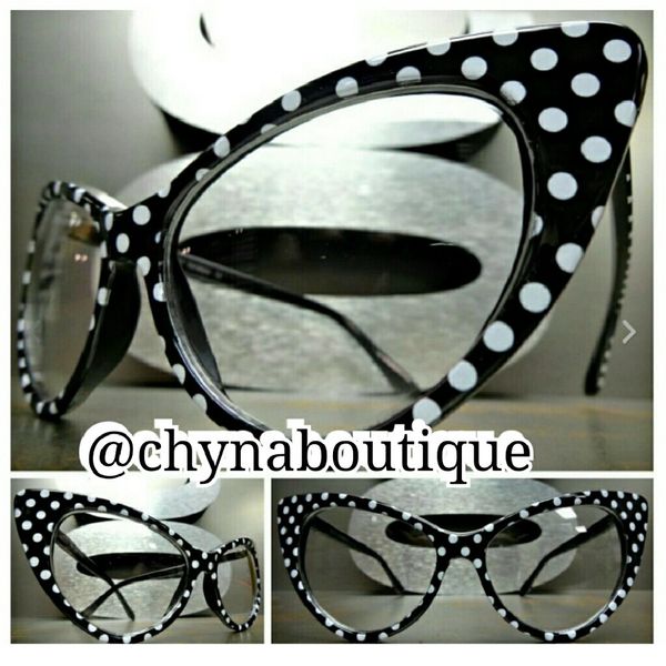 Black and white polka dot glasses