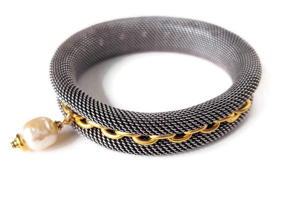 The Silver and Gold Mesh Metal Bracelet