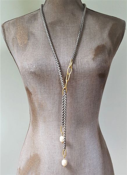 The Mixed Link Lariat Necklace